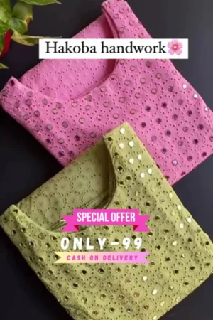 Premium Handwork Round Neck With Original Mirror Work Kurta