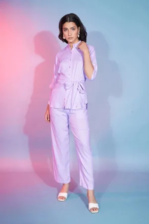 Lavender Viscose Rayon Ready To Wear Co-Ords Set Collection
