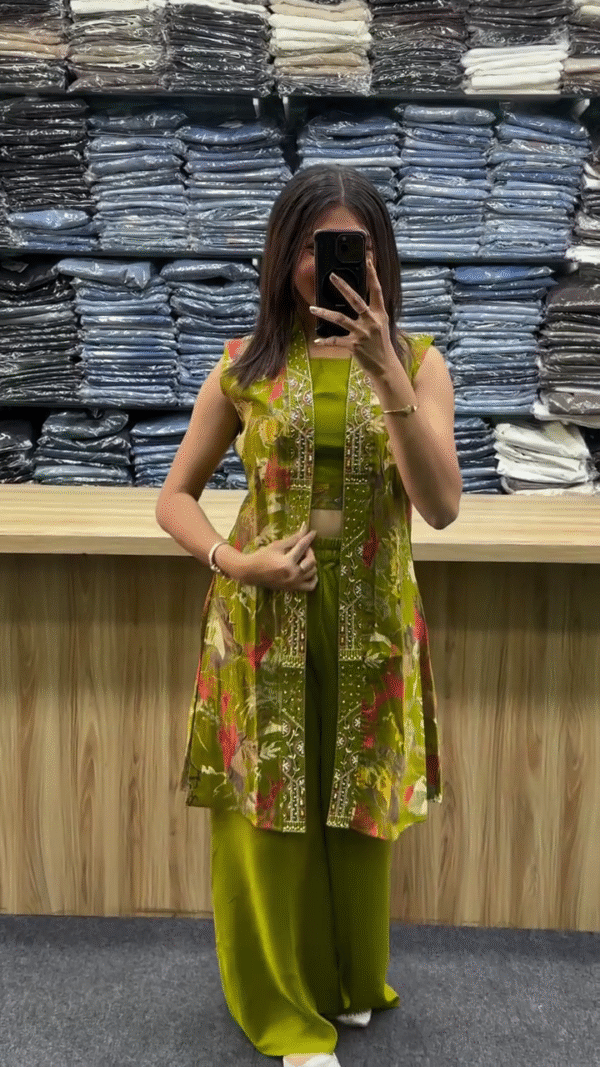 Hot Pink Printed Indo-Fusion Co-Ord Set with Jacket Layer ๐๐บ๐ฟ