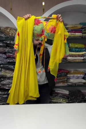 Yellow crop top lehenga dupatta